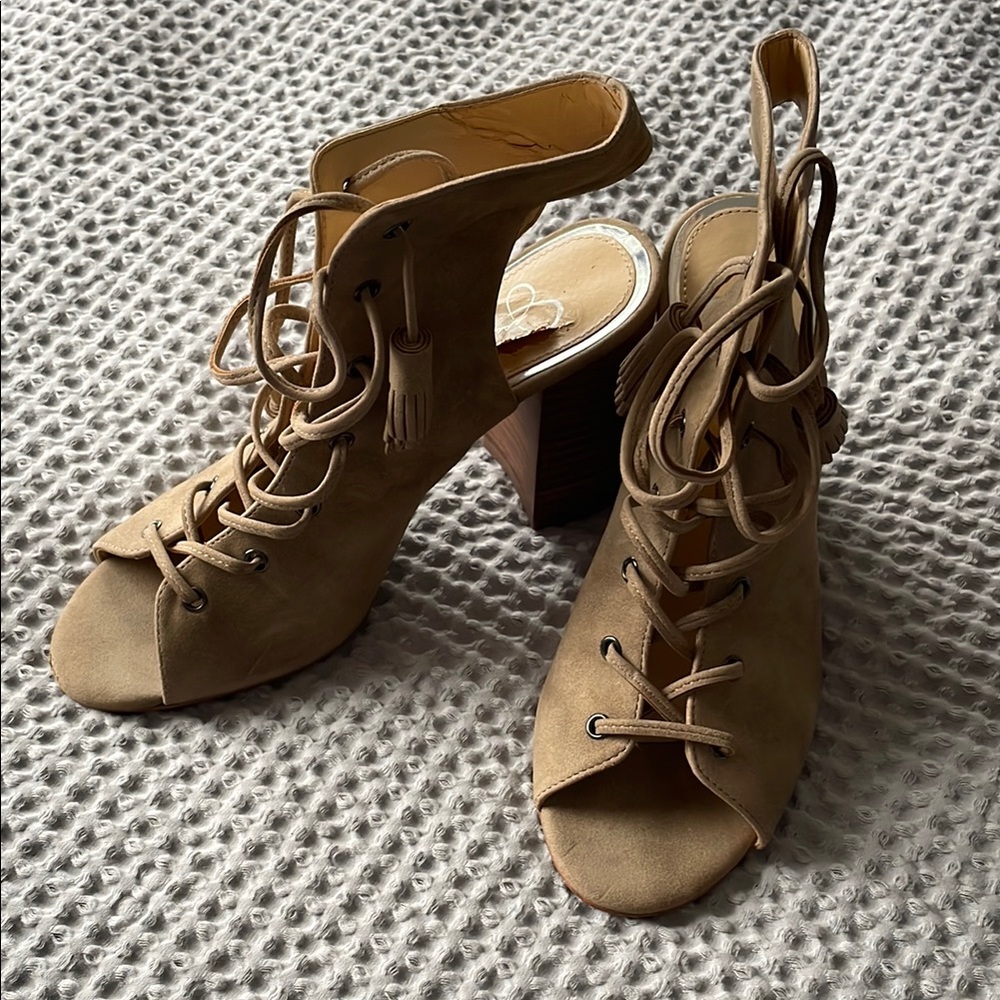 Stylish Tan Women's Lace-Up Heels